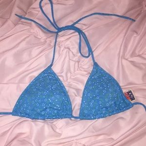 Blue triangle bikini top